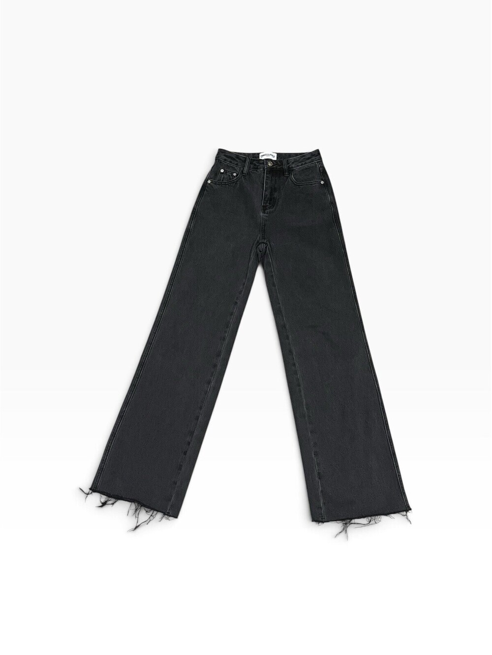 Princess Polly Jeans Womens 0 Charcoal Gray Wash High Rise Straight Raw Hem